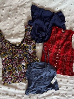 Women’s S/M Assorted Summer Tank Top Four Pack in Blue, Red, and Multicolor